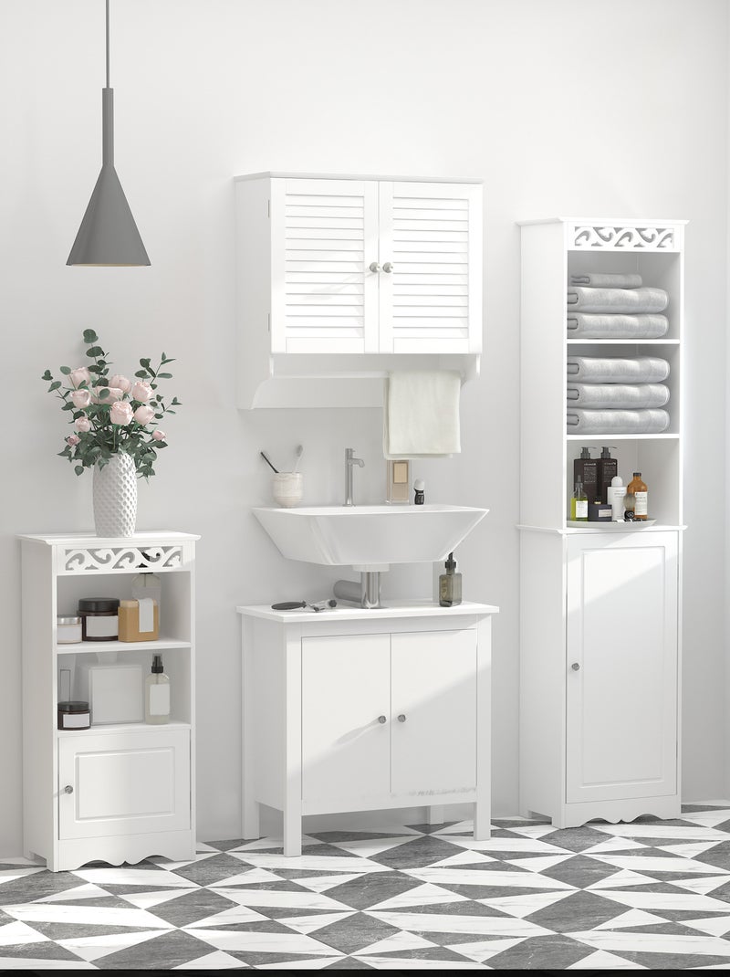 Armoire haute murale 2 portes persiennes avec étagère blanc Blanc Blanc - Kiabi