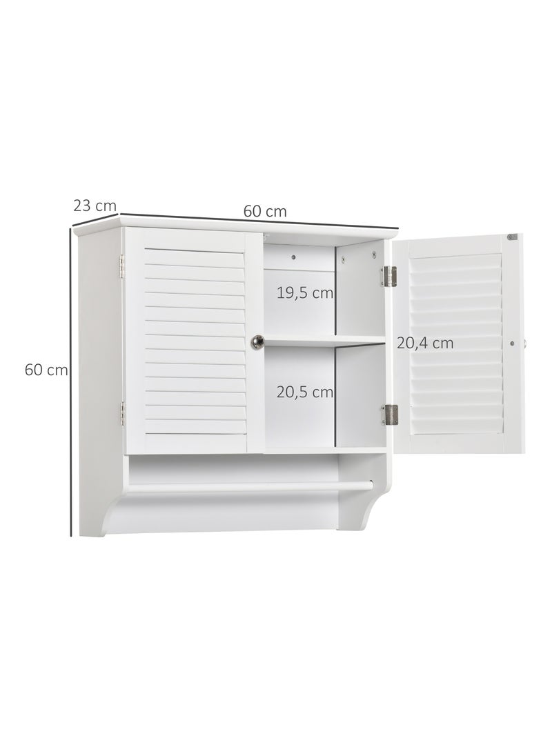 Armoire haute murale 2 portes persiennes avec étagère blanc Blanc Blanc - Kiabi