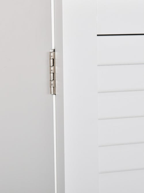 Armoire haute murale 2 portes persiennes avec étagère blanc - Kiabi Armoire haute murale 2 portes persiennes avec étagère blanc - Kiabi