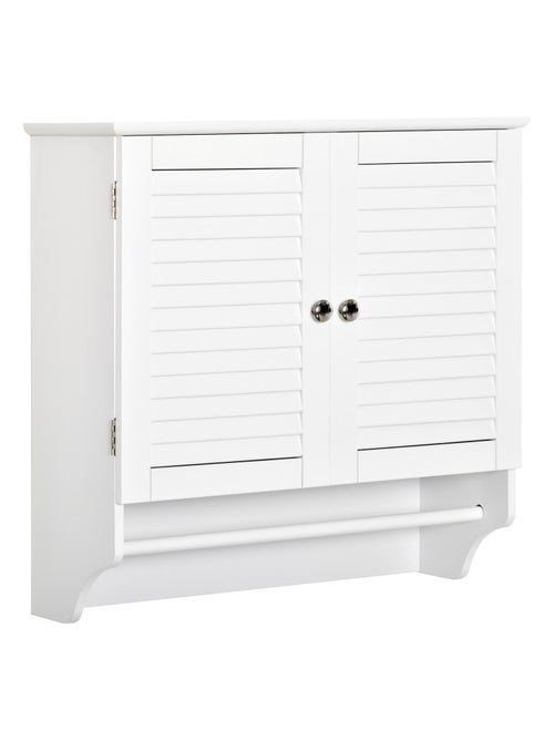 Armoire haute murale 2 portes persiennes avec étagère blanc - Kiabi