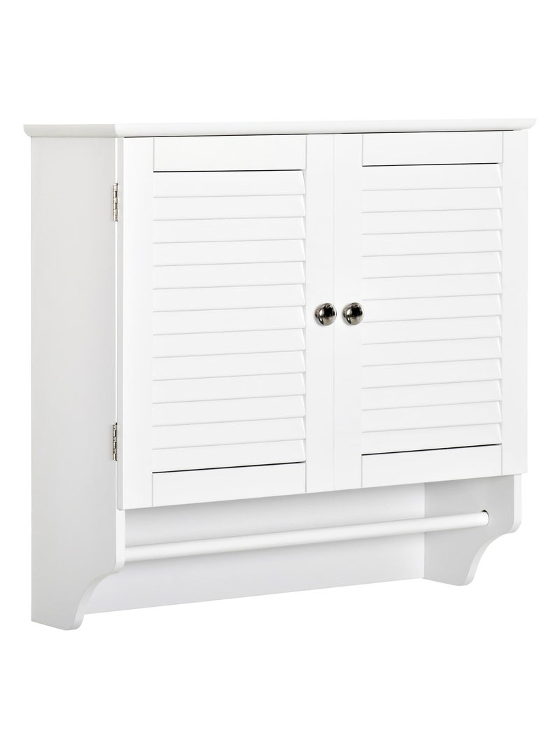 Armoire haute murale 2 portes persiennes avec étagère blanc Blanc - Kiabi