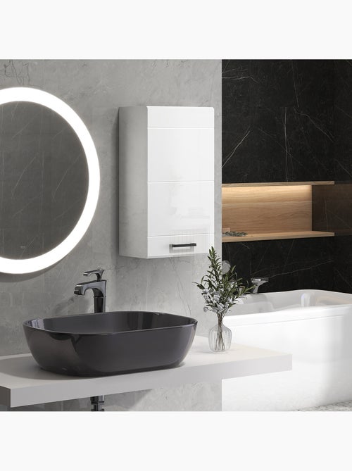 Armoire haute murale de salle de bain ou wc - 2 étagères - blanc mat laqué - Kiabi