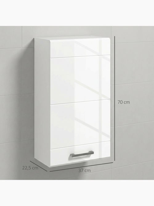 Armoire haute murale de salle de bain ou wc - 2 étagères - blanc mat laqué - Kiabi