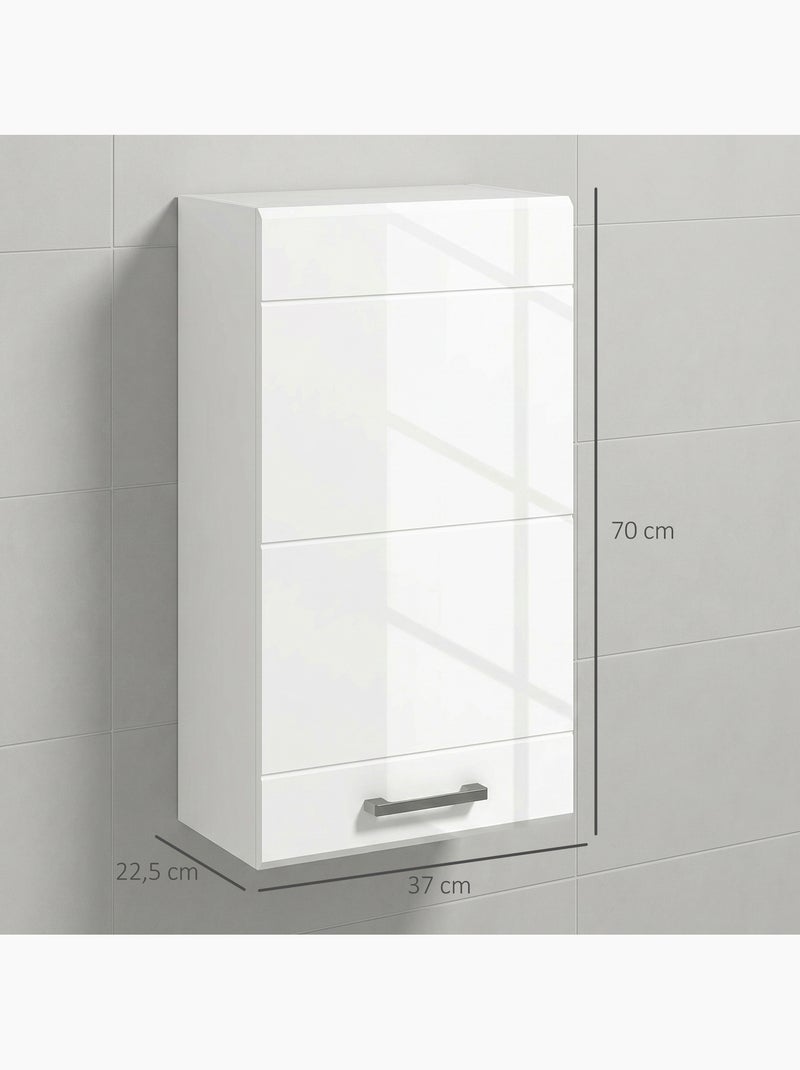 Armoire haute murale de salle de bain ou wc - 2 étagères - blanc mat laqué Blanc Blanc - Kiabi