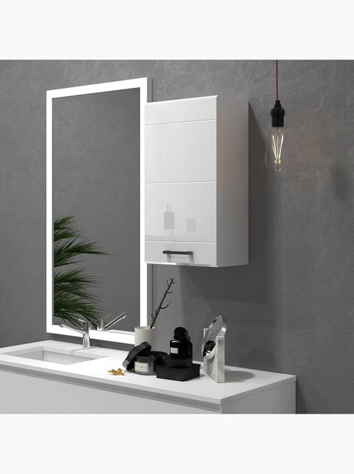 Armoire haute murale de salle de bain ou wc - 2 étagères - blanc mat laqué - Kiabi