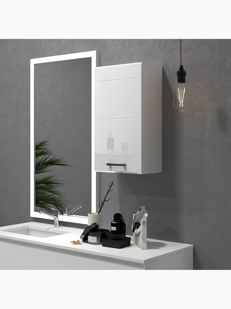Armoire haute murale de salle de bain ou wc - 2 étagères - blanc mat laqué Blanc Blanc - Kiabi