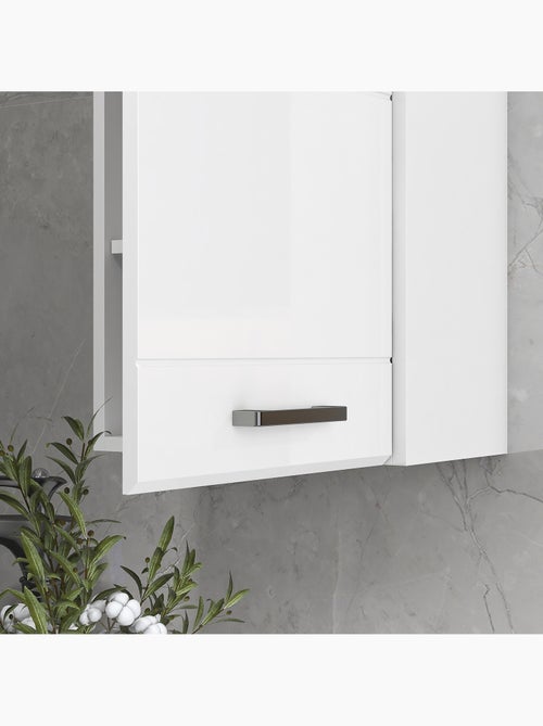 Armoire haute murale de salle de bain ou wc - 2 étagères - blanc mat laqué - Kiabi