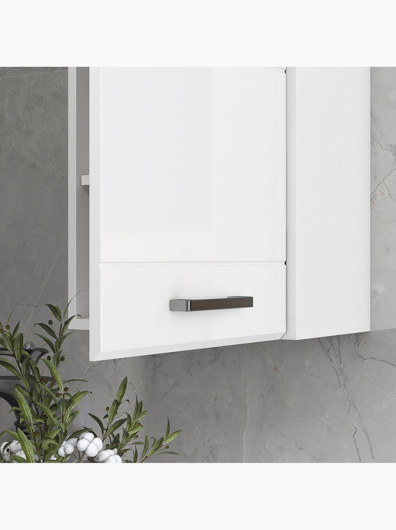 Armoire haute murale de salle de bain ou wc - 2 étagères - blanc mat laqué Blanc Blanc - Kiabi