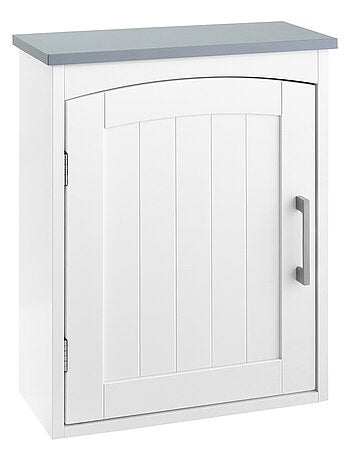 Armoire haute murale de salle de bain ou WC blanc gris