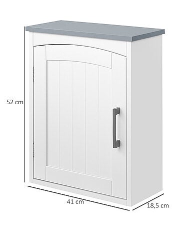 Armoire haute murale de salle de bain ou WC blanc gris