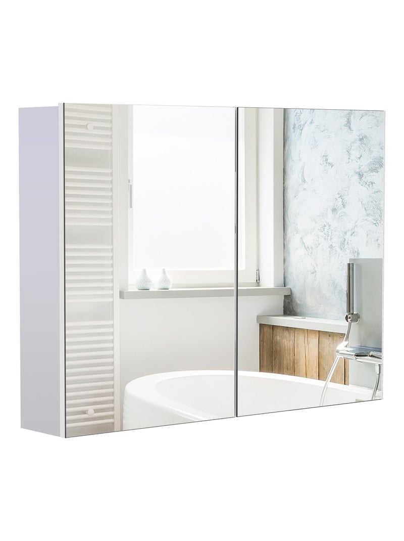 Armoire miroir de salle de bain 2 portes et étagères MDF blanc Gris - Kiabi