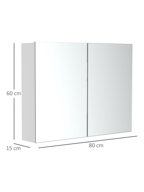 Armoire miroir de salle de bain 2 portes et étagères MDF blanc - Kiabi