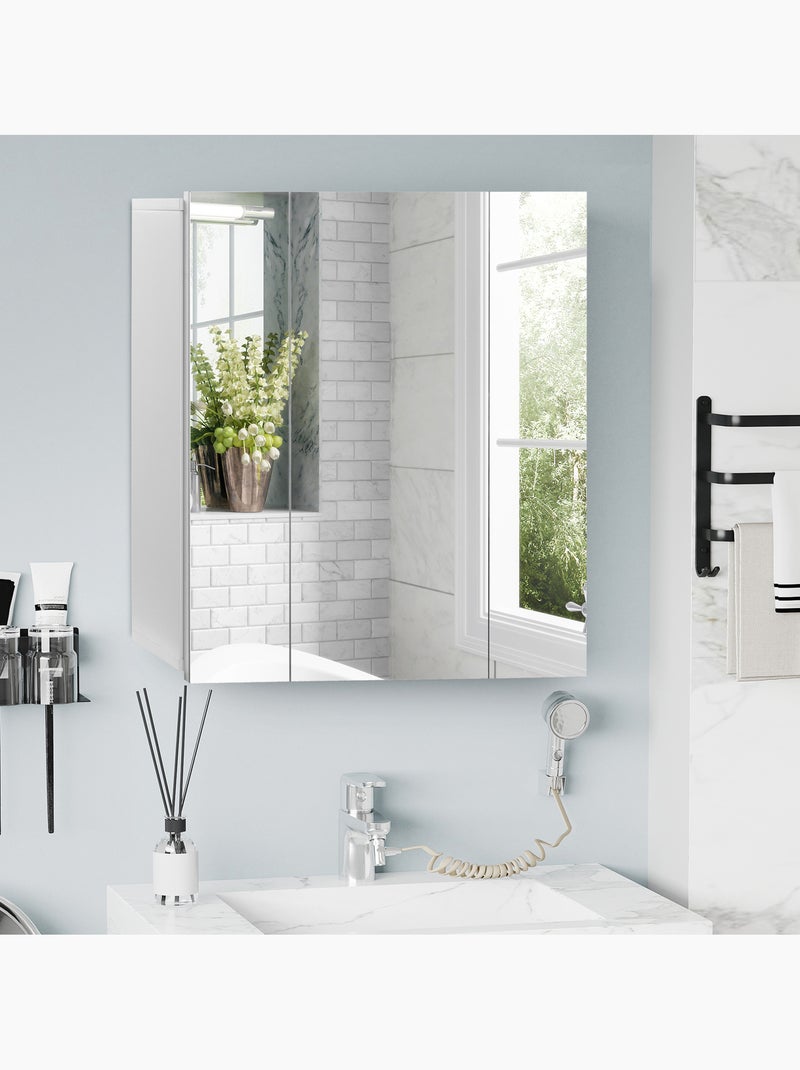 Armoire miroir de salle de bain 3 portes 2 étagères blanc Blanc Blanc - Kiabi