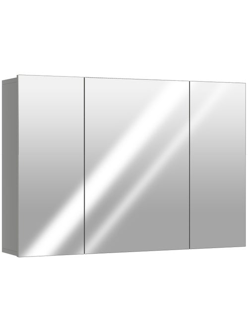Armoire miroir de salle de bain 3 portes 2 étagères blanc - Kiabi Armoire miroir de salle de bain 3 portes 2 étagères blanc - Kiabi