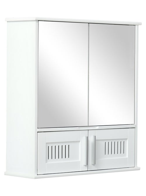 Armoire miroir de salle de bain 4 portes étagère blanc - Kiabi