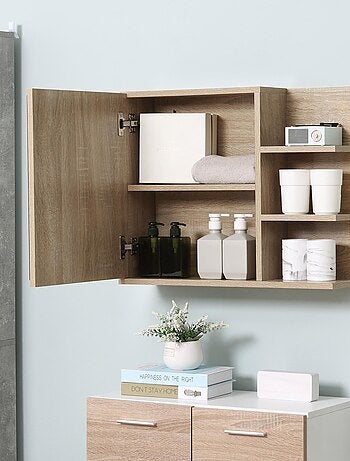 Armoire miroir de salle de bain avec étagère et 3 étagères latérales