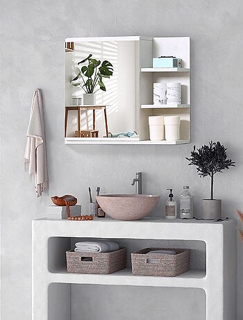 Armoire miroir de salle de bain avec étagère et 3 étagères latérales