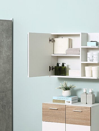 Armoire miroir de salle de bain avec étagère et 3 étagères latérales