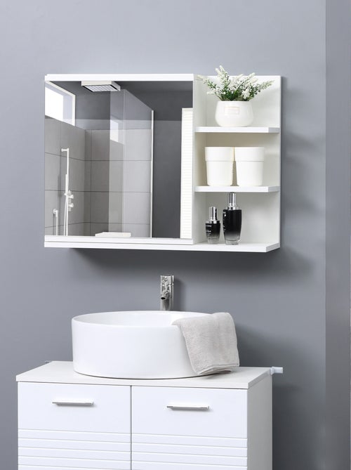 Armoire miroir de salle de bain avec étagère et 3 étagères latérales - Kiabi