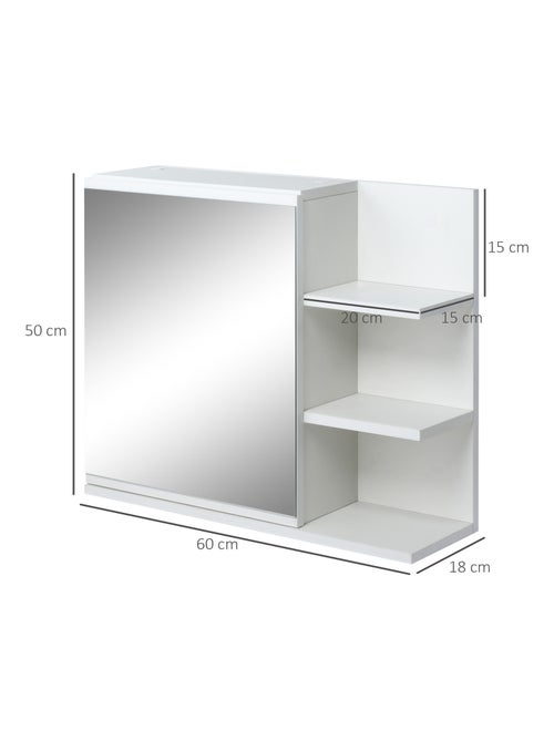 Armoire miroir de salle de bain avec étagère et 3 étagères latérales - Kiabi