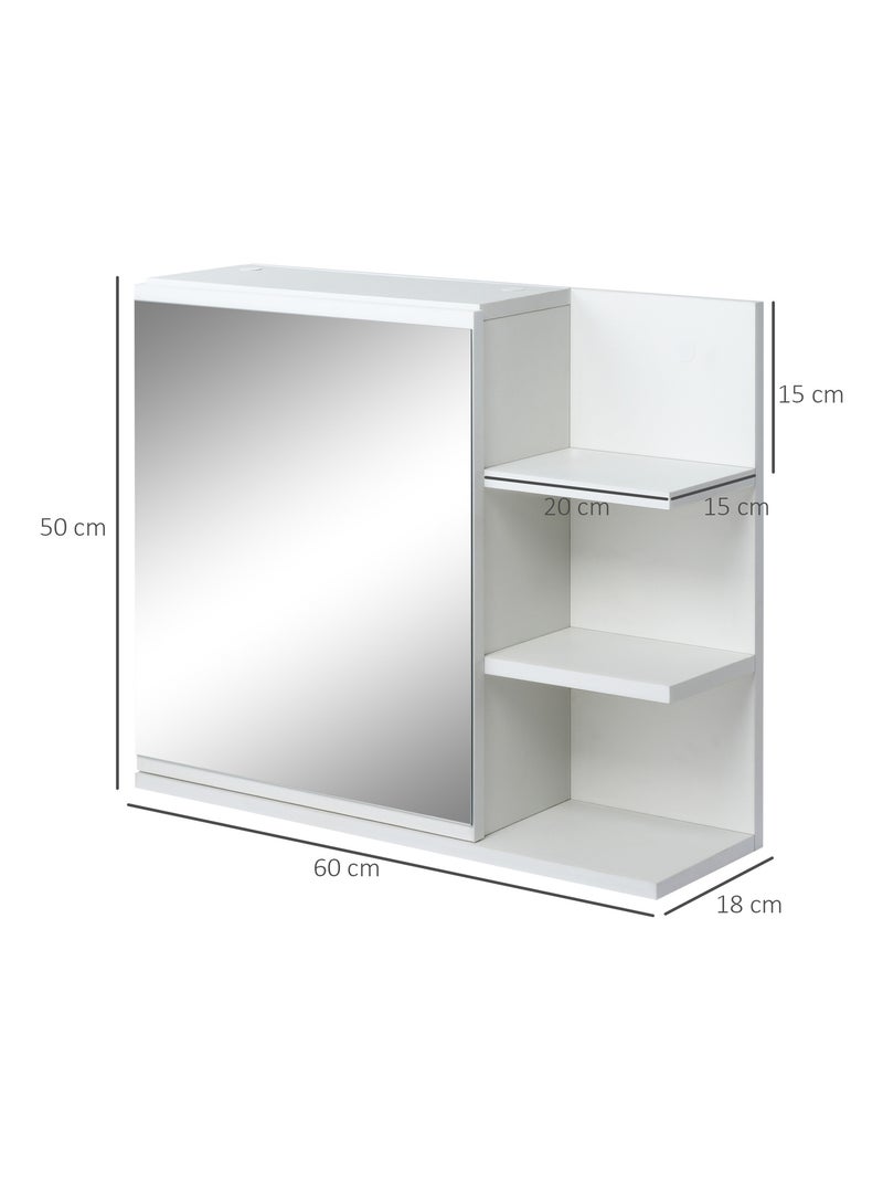 Armoire miroir de salle de bain avec étagère et 3 étagères latérales Blanc Blanc - Kiabi