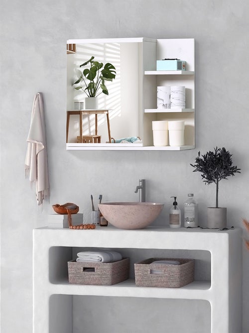 Armoire miroir de salle de bain avec étagère et 3 étagères latérales - Kiabi
