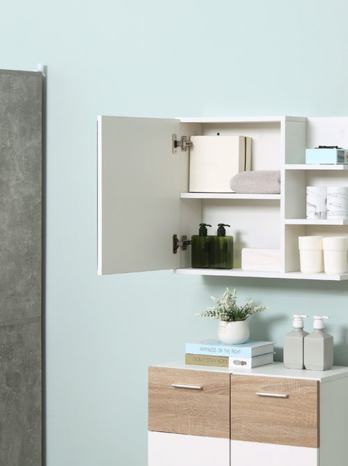 Armoire miroir de salle de bain avec étagère et 3 étagères latérales - Kiabi