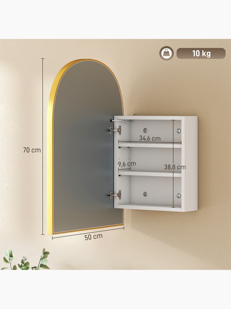 Armoire miroir led salle de bain design arche alu brossé doré Jaune - Kiabi
