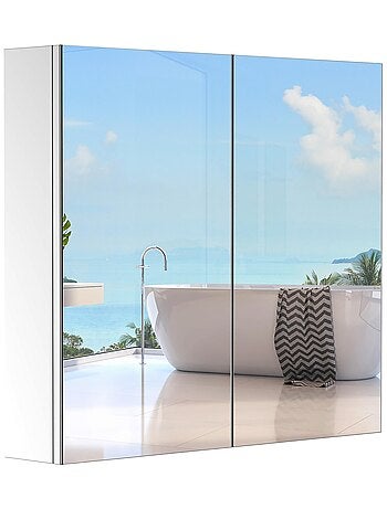 Armoire miroir murale rangement salle de bain acier inox.