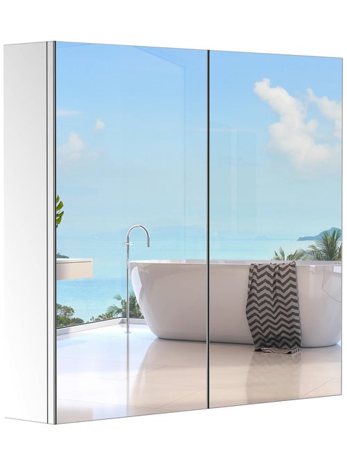 Armoire miroir murale rangement salle de bain acier inox. - Kiabi