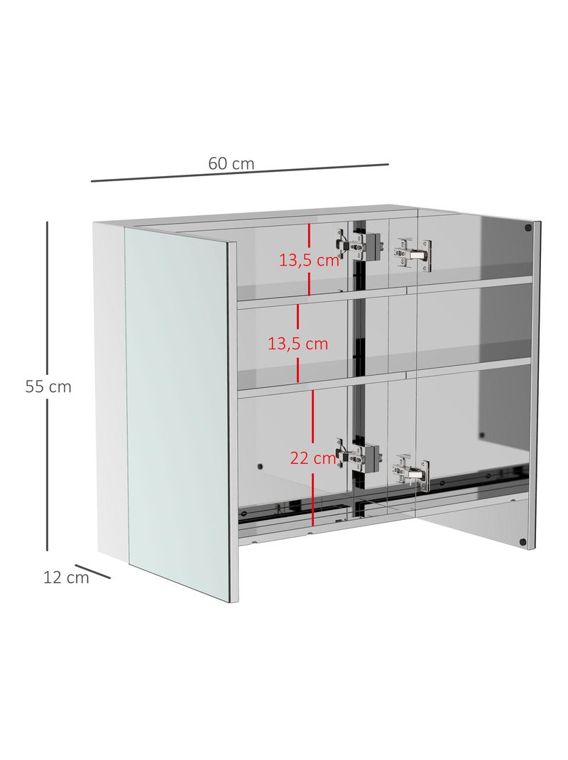 Armoire miroir murale rangement salle de bain acier inox. Gris - Kiabi