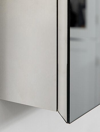 Armoire miroir murale salle de bain 2 étagères acier inox.