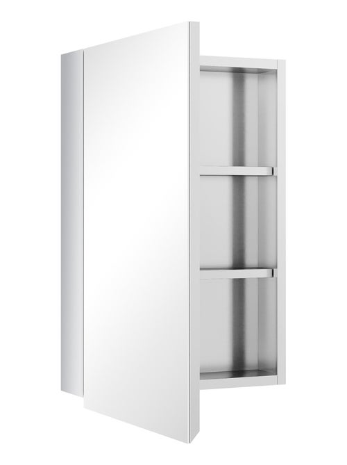 Armoire miroir murale salle de bain 2 étagères acier inox. - Kiabi