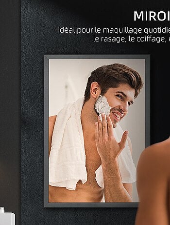 Armoire miroir murale salle de bain 2 étagères noir