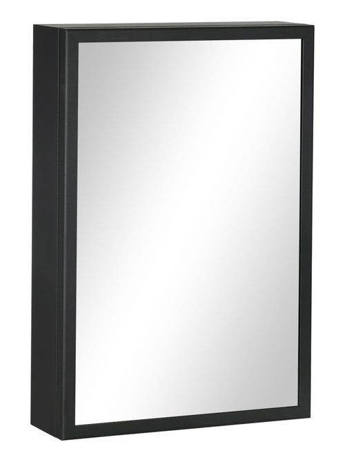 Armoire miroir murale salle de bain 2 étagères noir - Kiabi