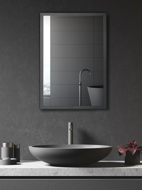 Armoire miroir murale salle de bain 2 étagères noir - Kiabi Armoire miroir murale salle de bain 2 étagères noir - Kiabi