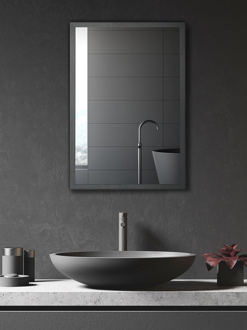 Armoire miroir murale salle de bain 2 étagères noir Noir - Kiabi