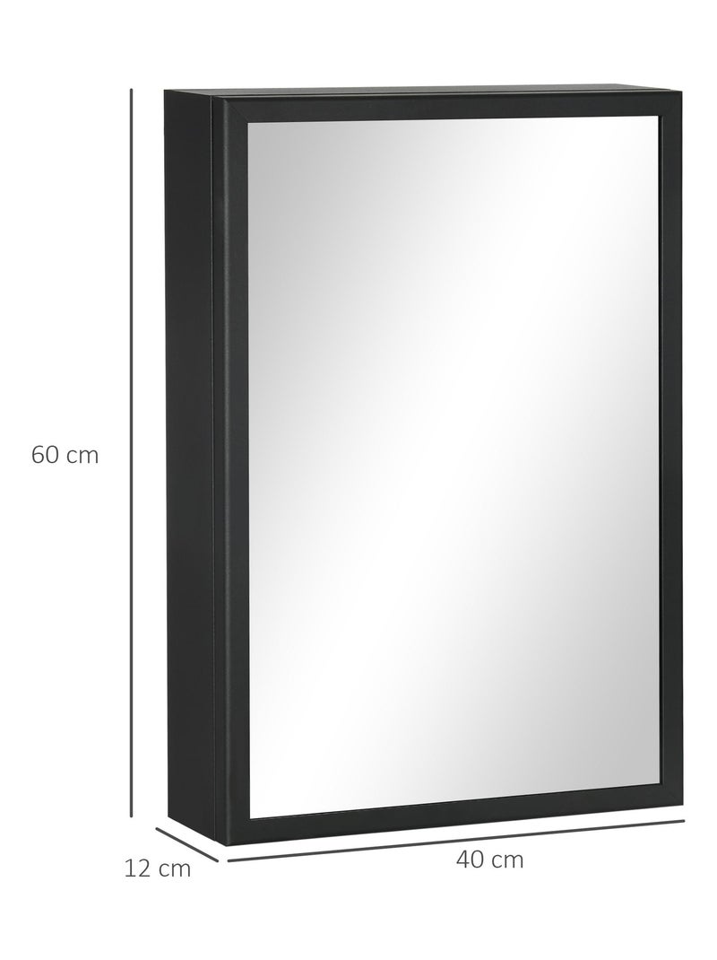 Armoire miroir murale salle de bain 2 étagères noir Noir - Kiabi