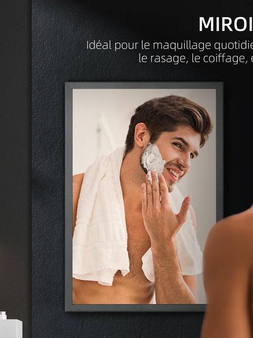 Armoire miroir murale salle de bain 2 étagères noir - Kiabi Armoire miroir murale salle de bain 2 étagères noir - Kiabi