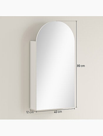 Armoire miroir murale salle de bain design 3 étagères verre blanc