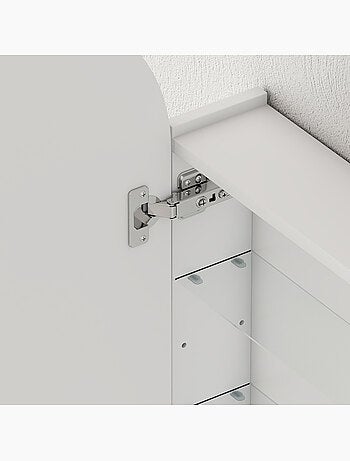Armoire miroir murale salle de bain design 3 étagères verre blanc