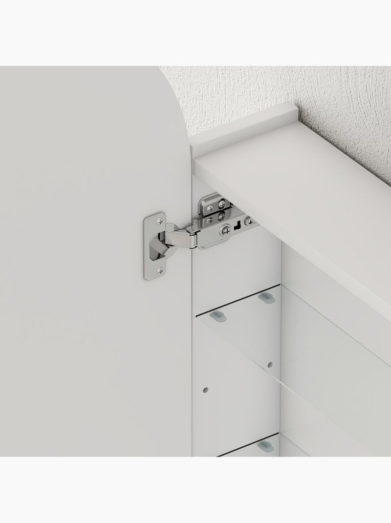 Armoire miroir murale salle de bain design 3 étagères verre blanc Blanc Blanc - Kiabi
