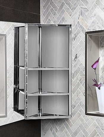 Armoire miroir rangement salle de bain acier