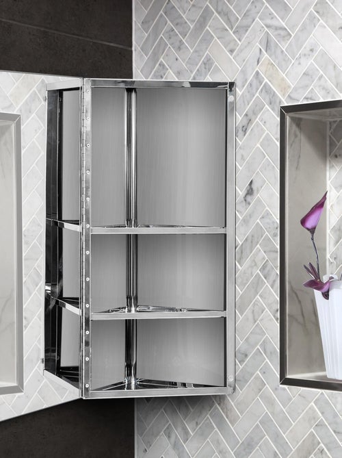 Armoire miroir rangement salle de bain acier - Kiabi