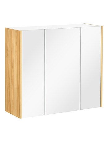 Armoire miroir salle de bain 3 portes 4 étagères réglables blanc