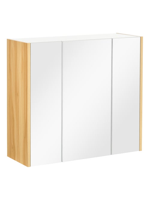 Armoire miroir salle de bain 3 portes 4 étagères réglables blanc - Kiabi