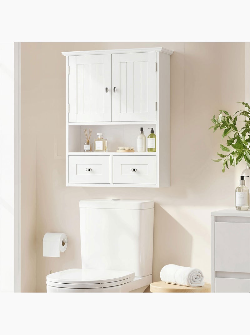 Armoire murale de salle de bain 2 portes 2 tiroirs niche Blanc Blanc - Kiabi