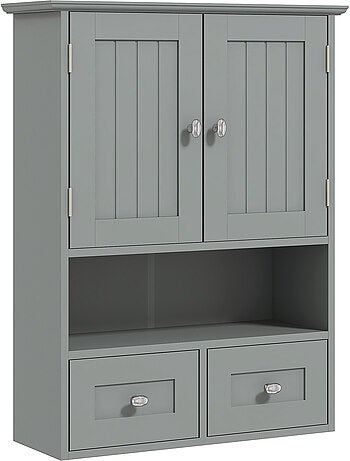 Armoire murale de salle de bain 2 portes 2 tiroirs niche