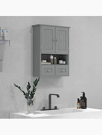 Armoire murale de salle de bain 2 portes 2 tiroirs niche