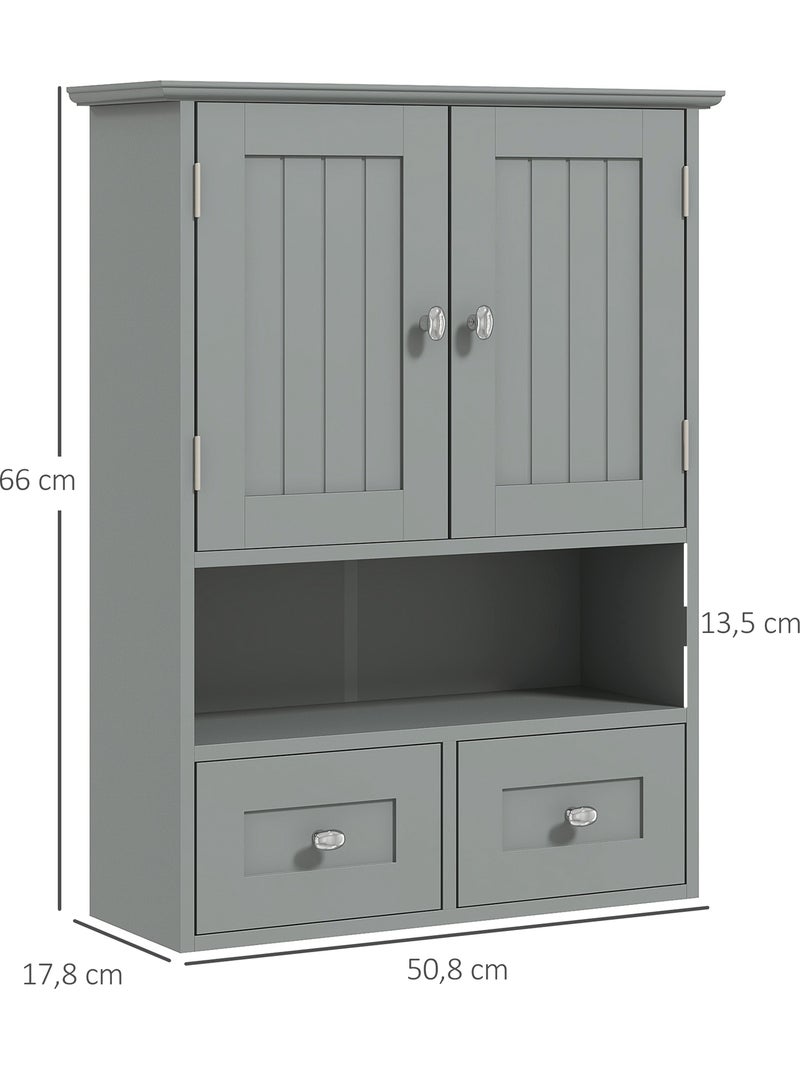 Armoire murale de salle de bain 2 portes 2 tiroirs niche Gris - Kiabi